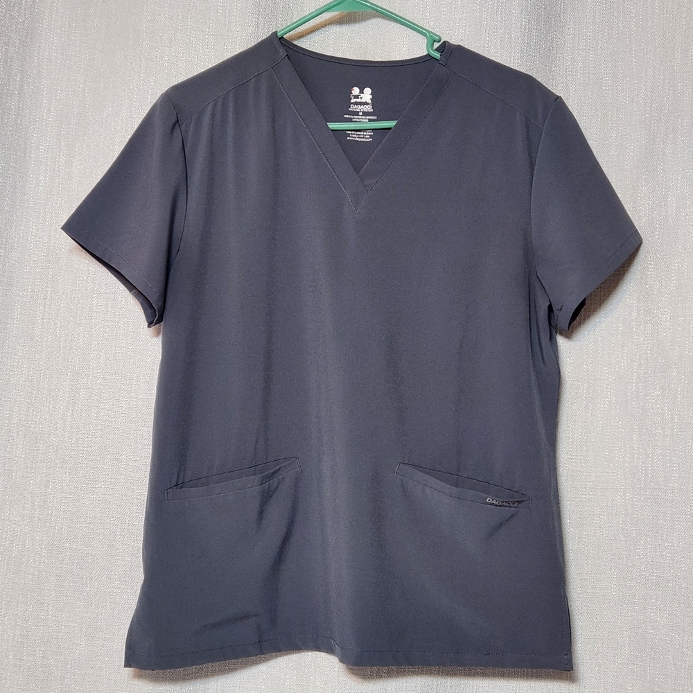 Dagacci Scrubs Top Natural Stretch V Neck Gray Womens  Medium